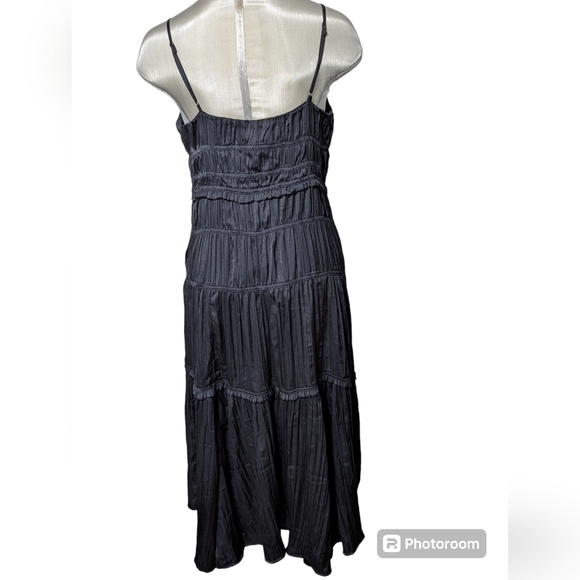 Anthropologie Ruched Black Slip Dress Size 8 - Picture 5 of 9